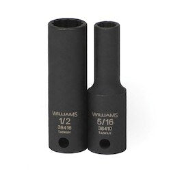 Williams JHW36416 | 3/8 Drive 1/2 Deep Impact Socket 12 Point, Black Industrial Finish