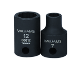 Williams JHW36607 | 3/8 Drive 7 mm Shallow Impact Socket 12 Point, Black Industrial Finish