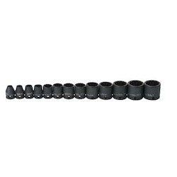 Williams JHW36923 | 3/8 Drive Shallow Impact Socket Set, 6 Point, Metric, 13 Pieces, Black Industrial Finish