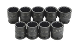 Williams JHW38925 | 3/4 " Drive Shallow Impact Socket Set, 12 Point, SAE, 9 Pieces, Black Industrial Finish