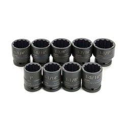 Williams JHW38925 | 3/4 " Drive Shallow Impact Socket Set, 12 Point, SAE, 9 Pieces, Black Industrial Finish