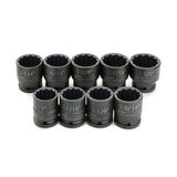 Williams JHW38925 | 3/4 " Drive Shallow Impact Socket Set, 12 Point, SAE, 9 Pieces, Black Industrial Finish