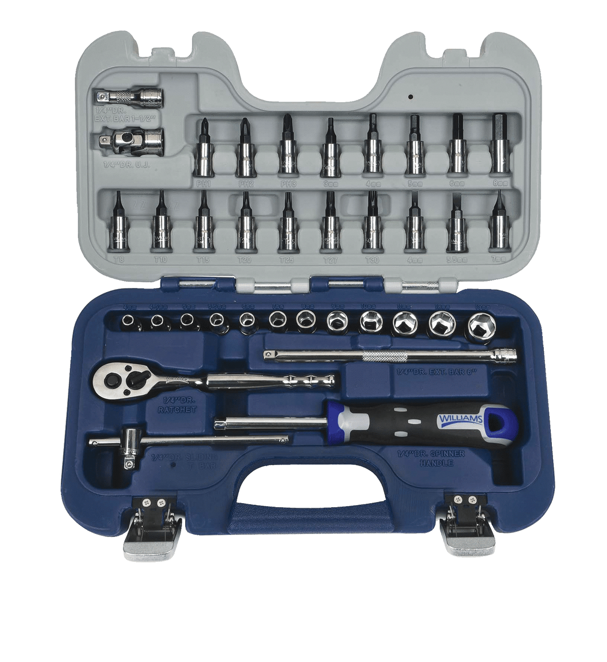 Williams JHW50604A | 1/4 Drive Socket, 6 Point, Metric, Rugged Case System, 36 Pieces