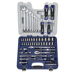 Williams JHW50605A | 63 Piece 3/8 Drive Socket, Screwdriver, and Wrench Set, 6 && 12 Point, Rugged Case System, SAE & Metric