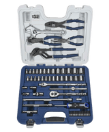 Williams JHW50615A | 58 Piece 3/8 Drive Socket, Screwdriver and Pliers Set, 6 Point, Rugged Case System, SAE & Metric