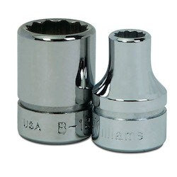 Williams JHWB-1208 | 3/8 Drive Shallow Socket, High Polished Chrome Finish, 12 Point, 1/4