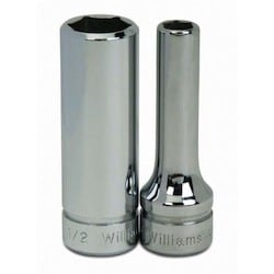 Williams JHWBD-1208 | 3/8 Drive Deep Socket, High Polished Chrome Finish, 12 Point, 1/4, For 6 & 12 Point Fasteners