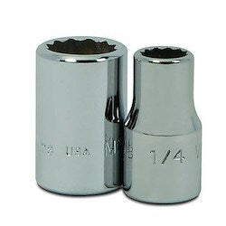 Williams JHWM-1214 | 1/4 Drive Shallow Socket, High Polished Chrome Finish, 12 Point, 7/16