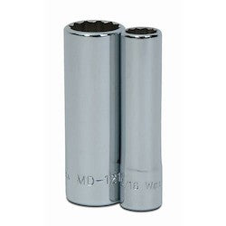 Williams JHWMD-1214 | 1/4 Drive Deep Socket, High Polished Chrome Finish, 12 Point, 7/16
