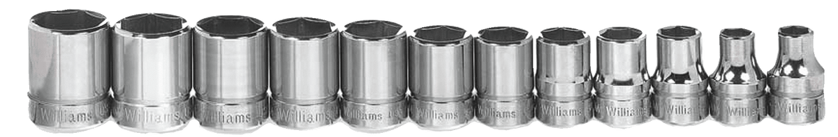 Williams JHWMSB-12HRC | 3/8 Drive Shallow Socket Set, 6 Point, Metric, 12 Piece
