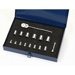 Williams JHWMSB-16F | 3/8 Drive Socket and Drive Tool Set, 12 Point, Metric, 16 Pieces, in Keep Safe Foam