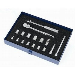 Williams JHWMSB-17F | 3/8 Drive Socket and Drive Tool Set, 12 Point, Metric, 17 Pieces, in Keep Safe Foam