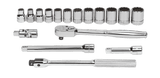 Williams JHWMSB-17F | 3/8 Drive Socket and Drive Tool Set, 12 Point, Metric, 17 Pieces, in Keep Safe Foam