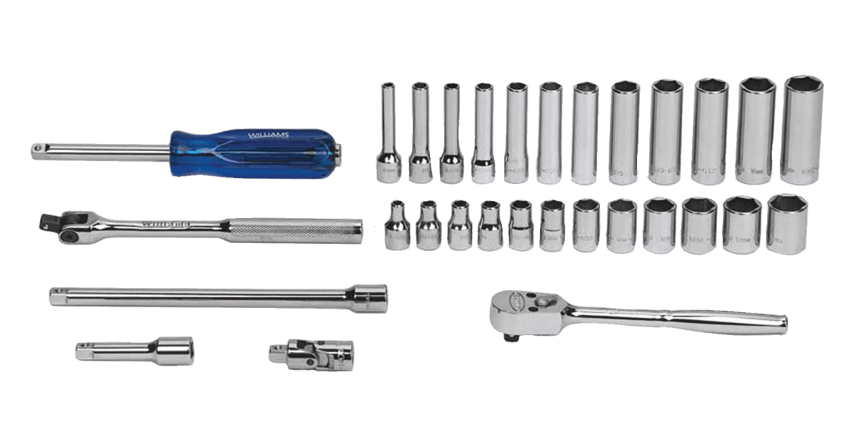 Williams JHWMSM-30HF | 1/4 Drive Socket/Tool Set,6 Point, 30 Pieces, in Keep Safe Foam,