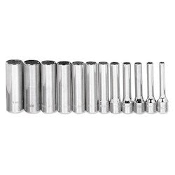 Williams JHWMSMD12HRC | 1/4 Drive Deep Socket, High Polished Chrome Finish, Set, 6 Point, 12 Pieces