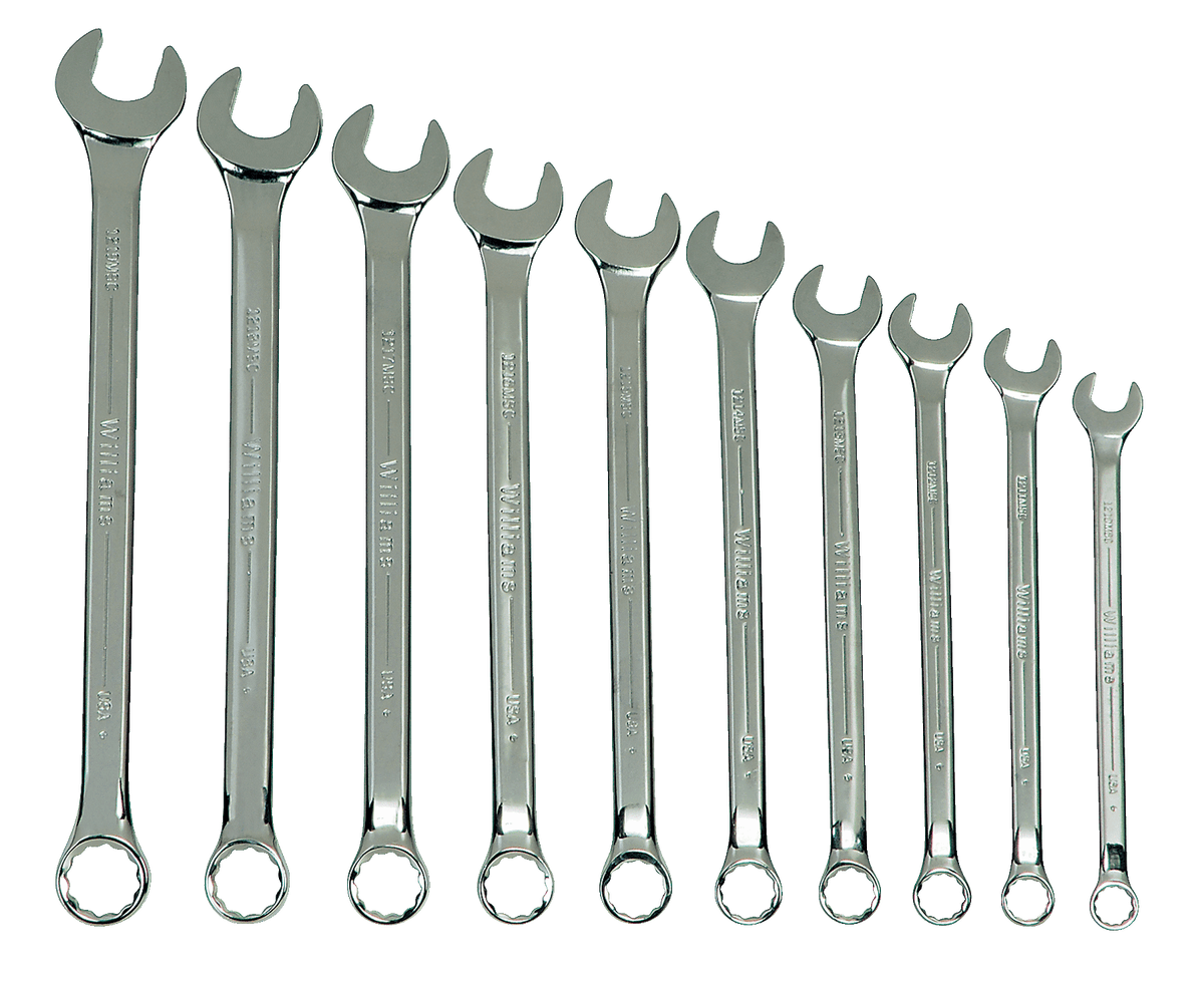 Williams JHWMWS-10A | Supercombo High Polish Chrome Black Combination Wrench Set, 10 Piece, 10 mm - 19 mm