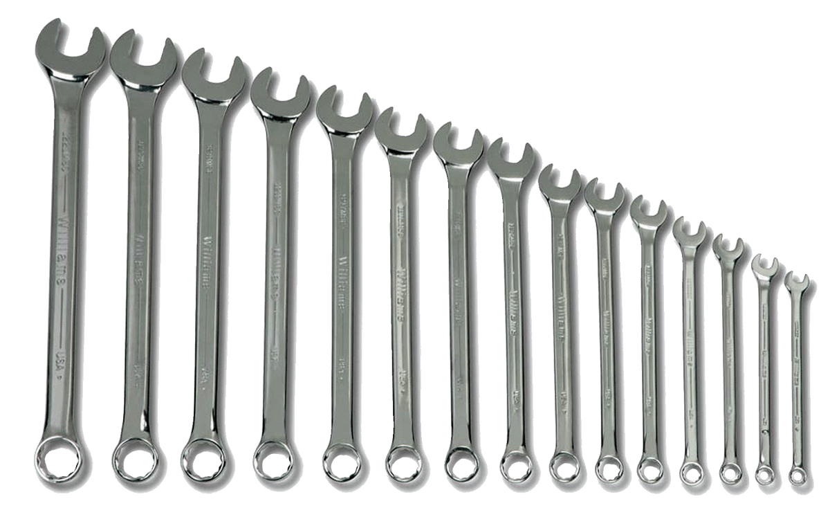 Williams JHWMWS-15SA | Supercombo High Polish Chrome Black Combination Wrench Set, 15 Pieces 7 mm to 32 mm
