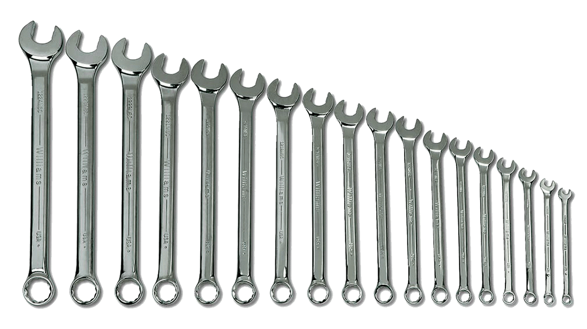 Williams JHWMWS-18A | Supercombo High Polish Chrome Black Combination Wrench Set, 18 Piece, 7 mm - 24 mm