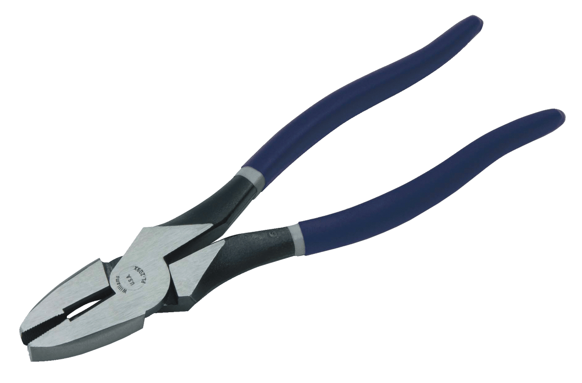 Williams JHWPL-209X | Industrial Grade Linesman's Pliers, New England, Supplied with Double Dipped Plastic Handles, 9-1/2