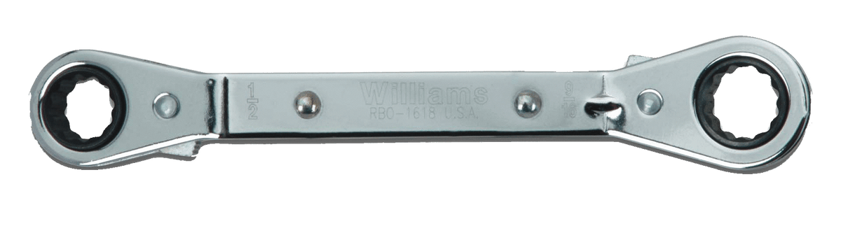 Williams JHWRBO-1618 | Double Head 25 Degree Reversible Offestcheting Offset Box Wrench, 12 Point, 1/2 X 9/16