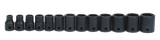 Williams JHWWS-2-13 | 3/8 Drive Shallow Impact Sockets, 6 Point, SAE, 13 Piece Set, Black Industrial Finish