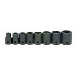 Williams JHWWS-2-8 | 3/8 Drive Shallow Impact Sockets, 6 Point, SAE, 8 Piece Set, Black Industrial Finish