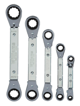 Williams JHWWS-5 | Double Head 25° REVERSIBLE Offset Ratcheting Box Wrenches, 5 Piece Set