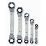 Williams JHWWS-5 | Double Head 25° REVERSIBLE Offset Ratcheting Box Wrenches, 5 Piece Set