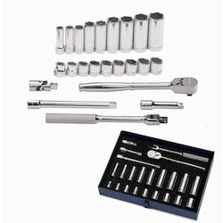 Williams JHWWSB-23HF | 3/8 Drive Socket and Drive Tool Set, 6 Point, SAE, 23 Pieces, in Keep Safe Foam