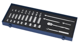 Williams JHWWSB-32FTB | 3/8 Drive Socket and Drive Tool Set, 8 & 12 Point, SAE, 32 Pieces, in Keep Safe Foam, in Metal Tool Box