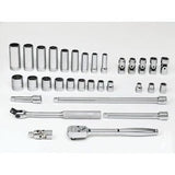 Williams JHWWSB-32FTB | 3/8 Drive Socket and Drive Tool Set, 8 & 12 Point, SAE, 32 Pieces, in Keep Safe Foam, in Metal Tool Box