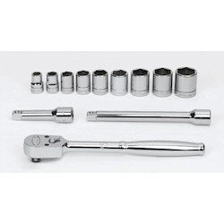 Williams JHWWSB12HFTB | 3/8 Drive Socket and Drive Tool Set, 12 Point, SAE, 12 Pieces, in Keep Safe Foam, in Metal Tool Box