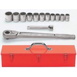 Williams JHWWSH-13TB | 3/4 Drive Socket and Drive Tool Set, 12 Point, SAE, In Metal Tool Box, 13 Piece