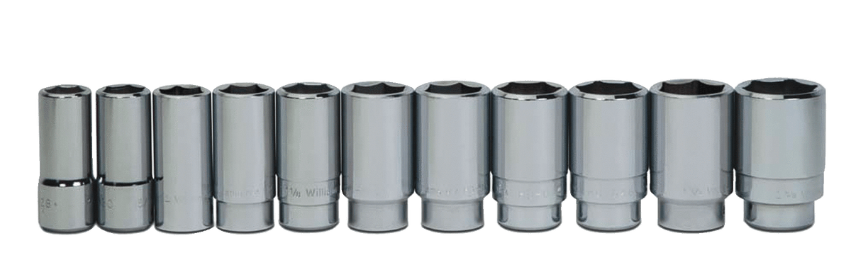 Williams JHWWSHD11HRC | 3/4 Drive Deep Socket Set, 6 Point, SAE, 11 Pieces