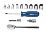 Williams JHWWSM-13FTB | 1/4 Drive Socket/Tool Set,12 Point, 13 Pieces, in Keep Safe Foam, with Tool Box