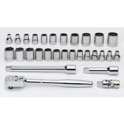 Williams JHWWSMB-29F | 3/8 Drive Socket and Drive Tool Set, 6 &12 Point, SAE, 29 Pieces, in Keep Safe Foam