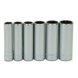 Williams JHWWSMD-6RC | 1/4 Drive Deep Socket, High Polished Chrome Finish, Set 12 Point 6 Piece