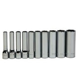 Williams JHWWSMD10HRC | 1/4 Drive. Deep Socket, High Polished Chrome Finish, Set, 6 Point, 10 Pieces