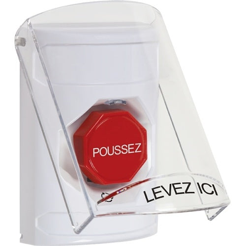 Specified Technologies SS2329NT-FR | Stopper Station with Shield, Turn-to-Reset Illuminated, No Label, White