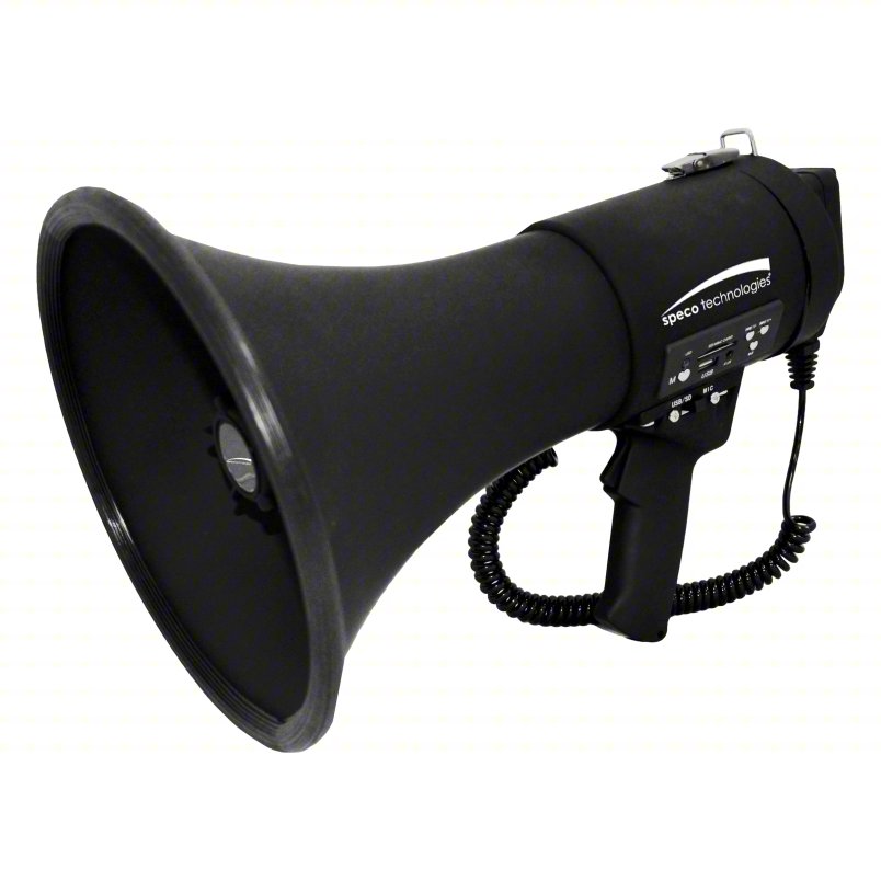Speco Technologies ER390UMB | Deluxe Megaphone, 20W, With Siren, USB Recording & External Mic, Matte Black