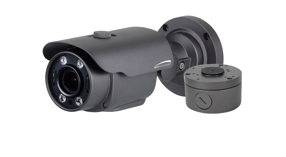 Speco Technologies HFB4M | 4MP HD-TVI FIT IR Bullet Camera, 2.8-12mm Lens, Grey Housing with Junction Box