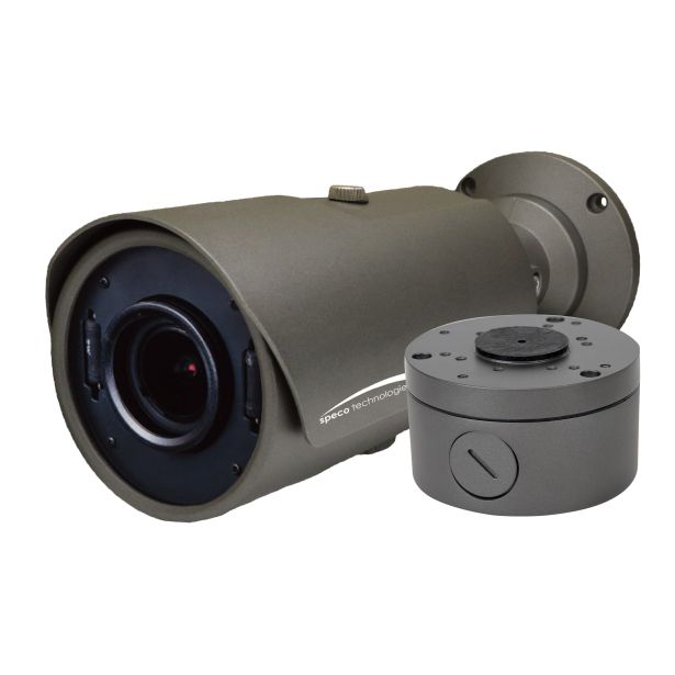 Speco Technologies HTI702TM | 2 Megapixel HD-TVI Intensifier Bullet, 5-50mm motorized lens, Grey housing, Included Junc Box, TAA