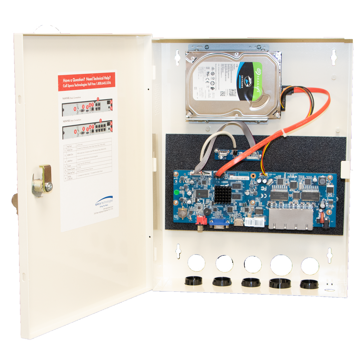 Speco Technologies N4WNRL8TB | 4 Ch Wall Mount NRL with 4 Built-in PoE Ports, 2-16TB Storage