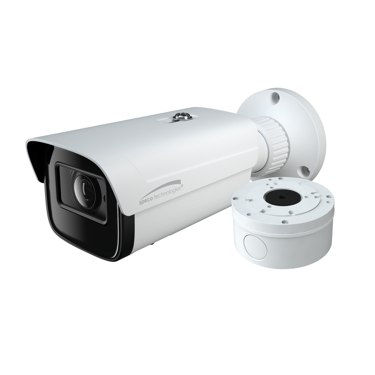 Speco Technologies O8VB3M | 8MP IP Bullet Camera with Line Crossing and Intrusion Detection with Junction Box, NDAA Compliant