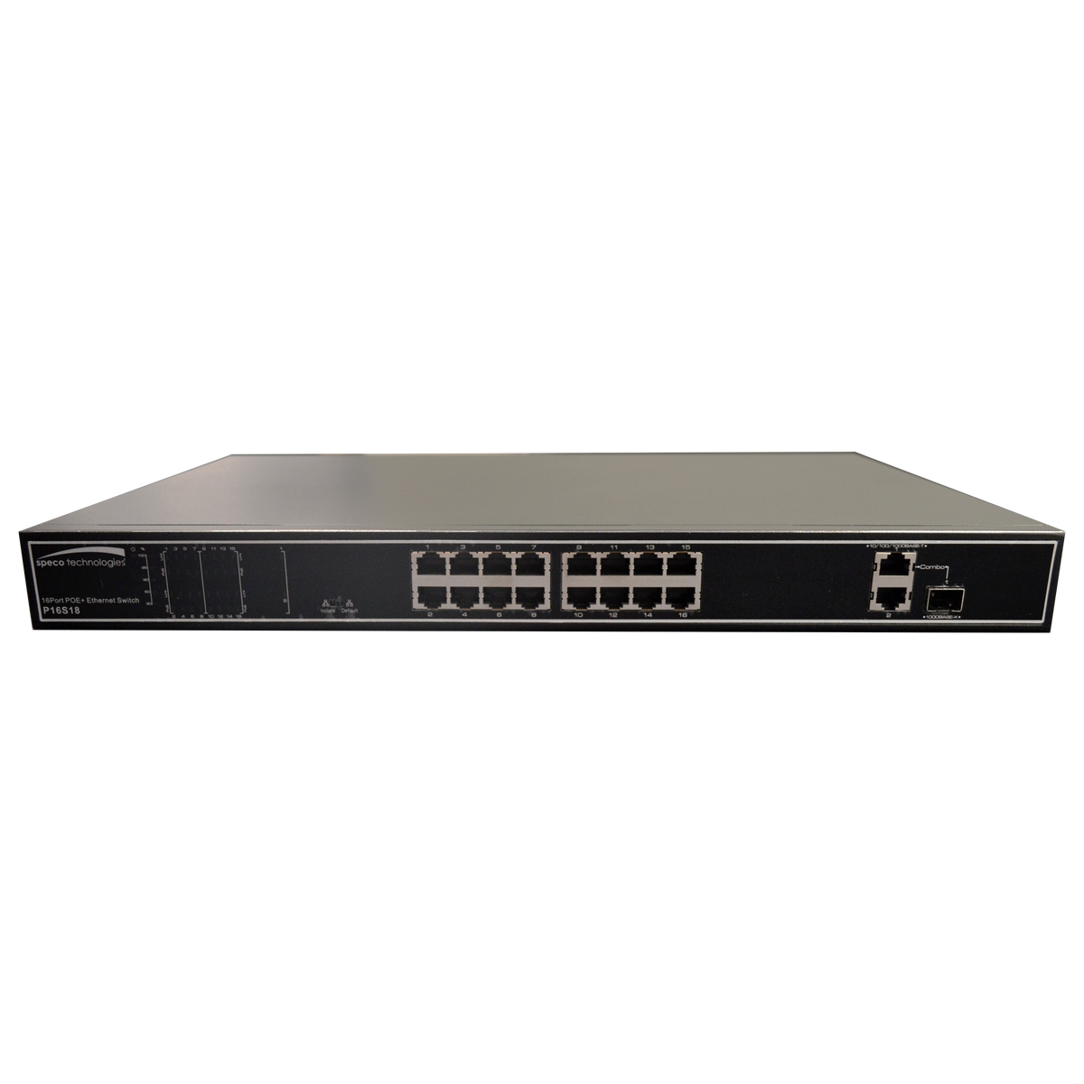 Speco Technologies P16S18 | 18 Port Switch with 16 port PoE 802.3at, 180W total power budget