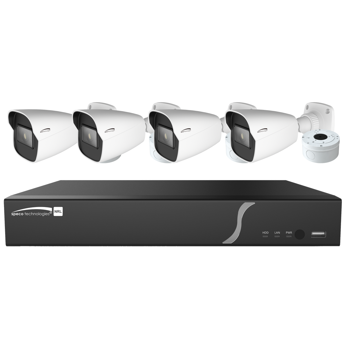 Speco Technologies ZIPL4B1 | 4 CH H.265 NVR 1TB with 4 H.265 IP Bullets