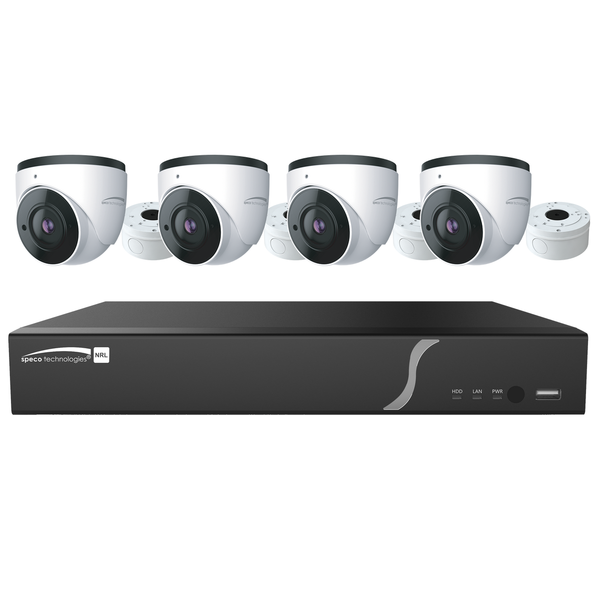 Speco Technologies ZIPL4D1 | 4 CH H.265 NVR with 4 H.265 IP Turrets