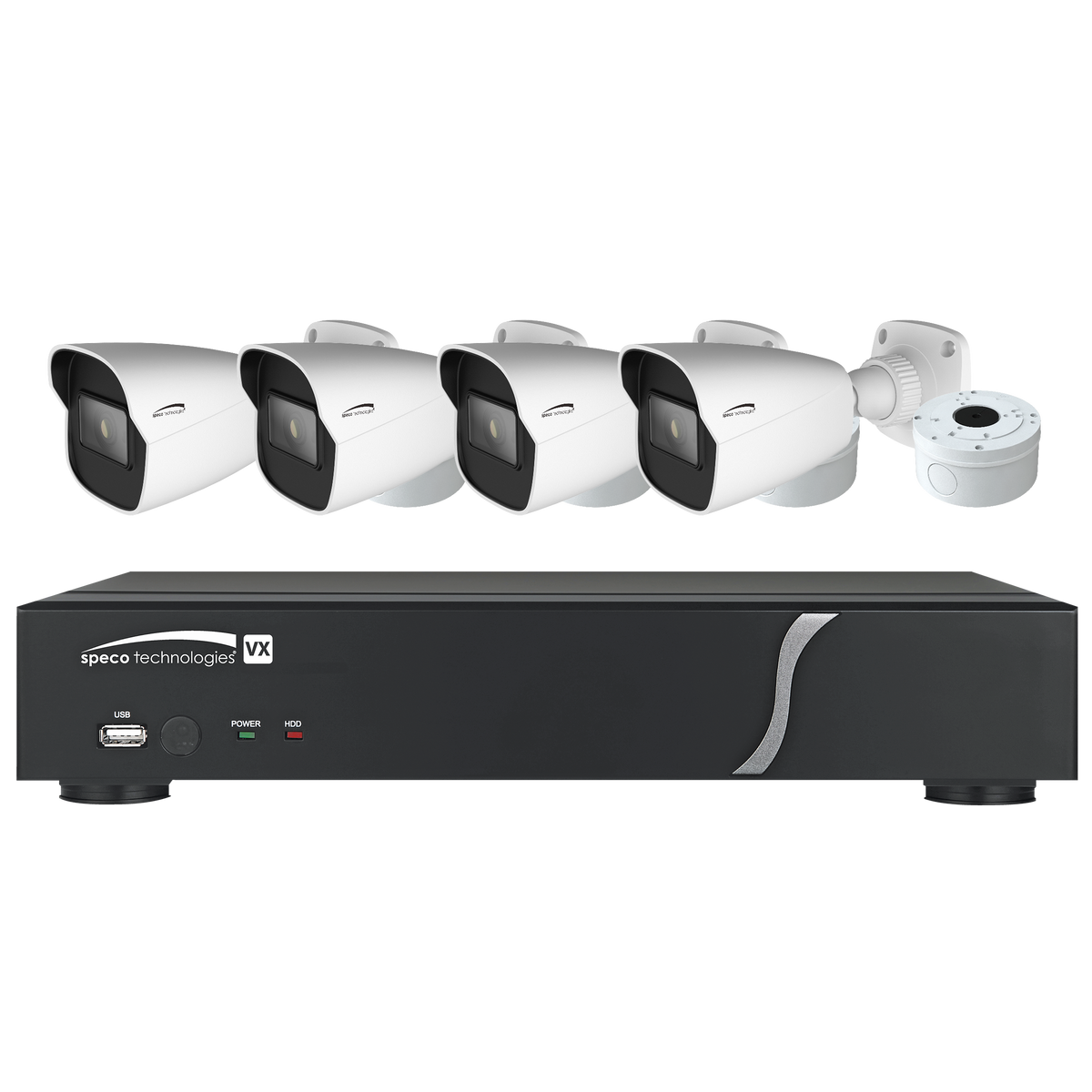 Speco Technologies ZIPT4B1 | 4CH HD-TVI DVR, 1080p, 60fps, 1TB with 4 Outdoor IR Bullet Cameras