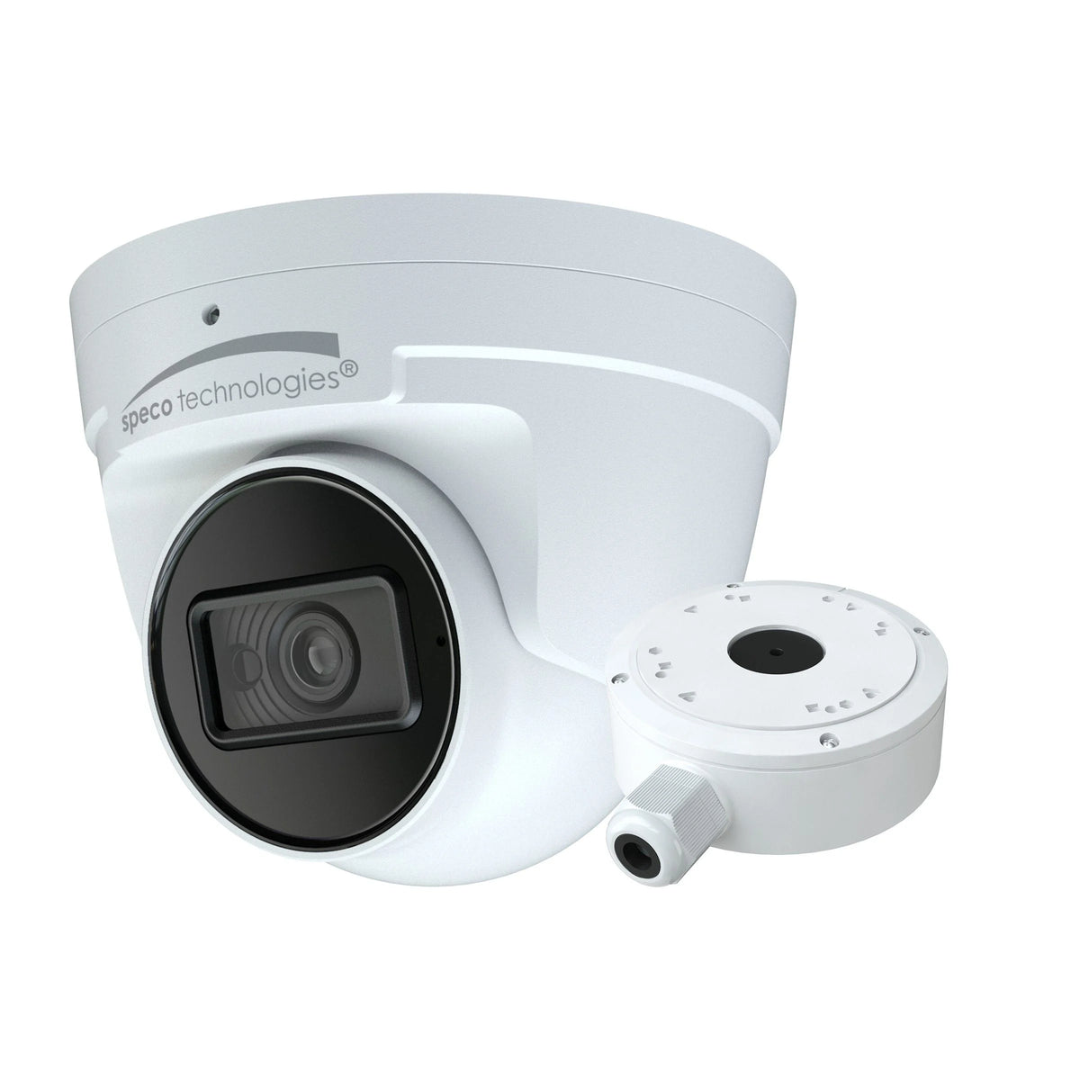 Speco Technologies O8FT1W | 8 Megapixel Flexible Intensifier AI IP Turret Camera with Junction Box, 2.8mm Lens