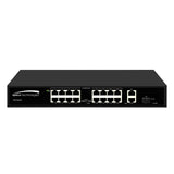 Speco Technologies P16S182 | 16 Port Megabit PoE Switch with 2 Gigabit Uplink Ports, PoE 802.3at